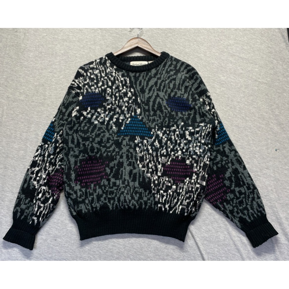 VTG Michael Gerald Sweater Mens Medium Multicolor Abstract Geometric Tight Knit
